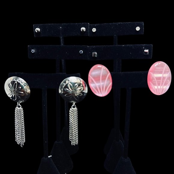 Lot Of 6 Silver Tone Pierced Earrings (4579) - Picture 1 of 8